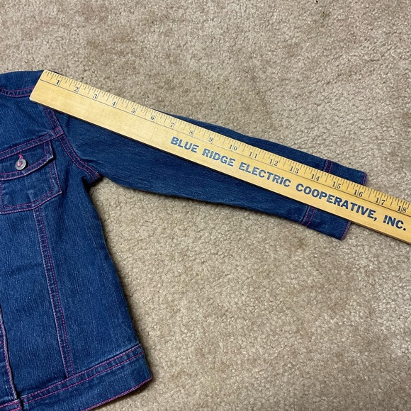 Hello Kitty Girls Jean Jacket Sz6 Beaded Kitty On Back Button Front Long Sleeve. - Picture 10 of 10